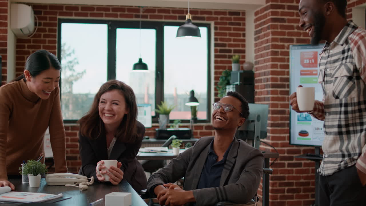 Office colleagues meeting to talk about work collaboration