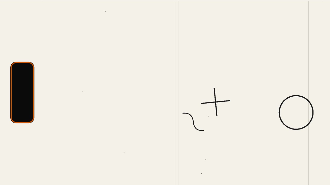Animação minimalista abstrata com formas geométricas e textura de granulação de filme