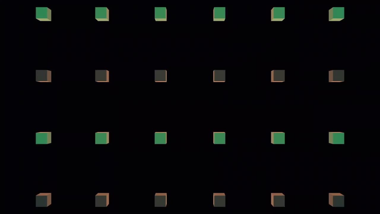 빨간 바탕에 반이는 큐브의 애니메이션