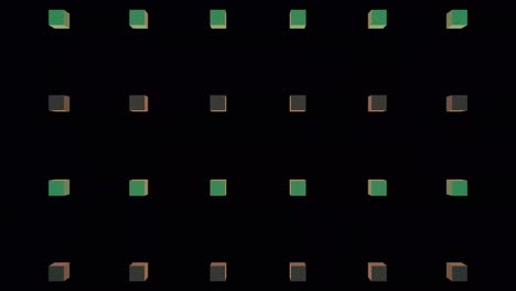 animación de cubos sobre chispas en fondo rojo.