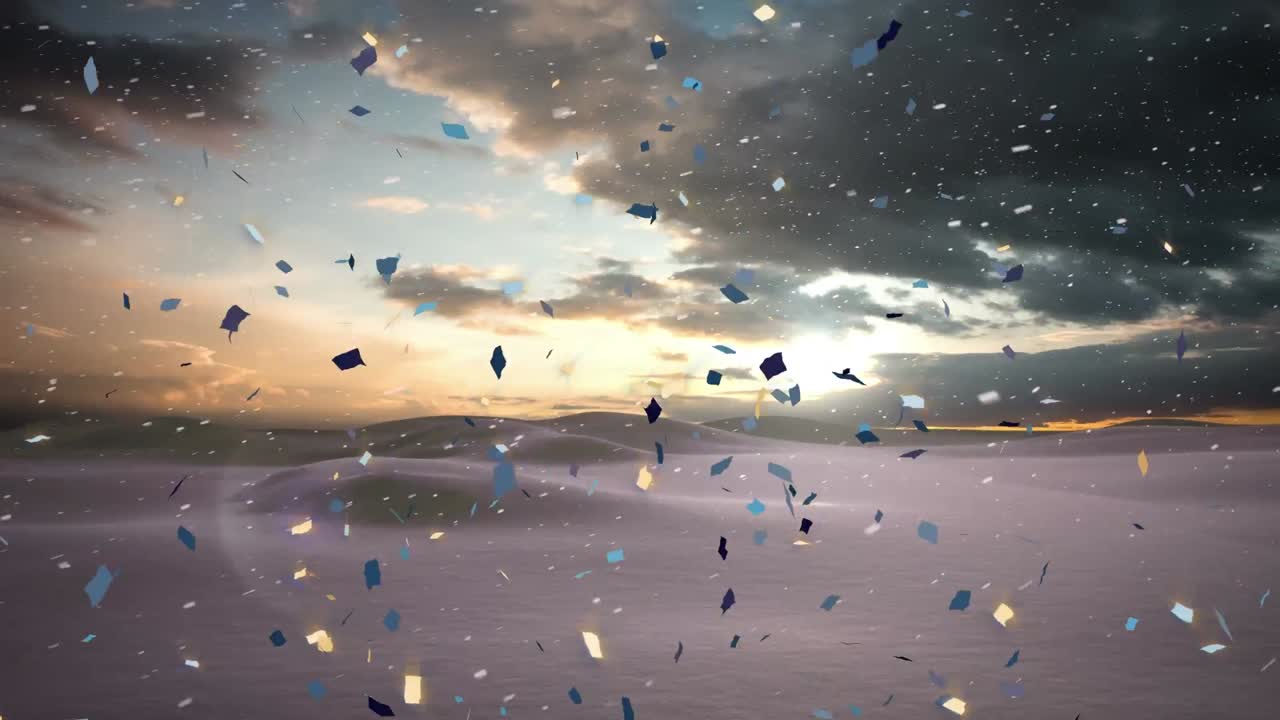 눈이 내리는 겨울 풍경의 애니메이션