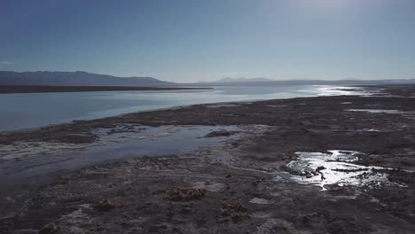 aerial of vast water surface in bolivia