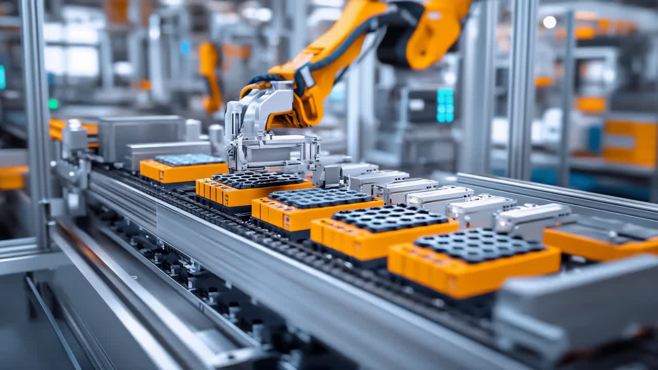 Automated Manufacturing Process on Conveyor Belt