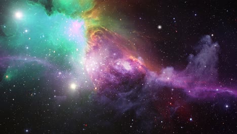 rainbow nebula and stars in space