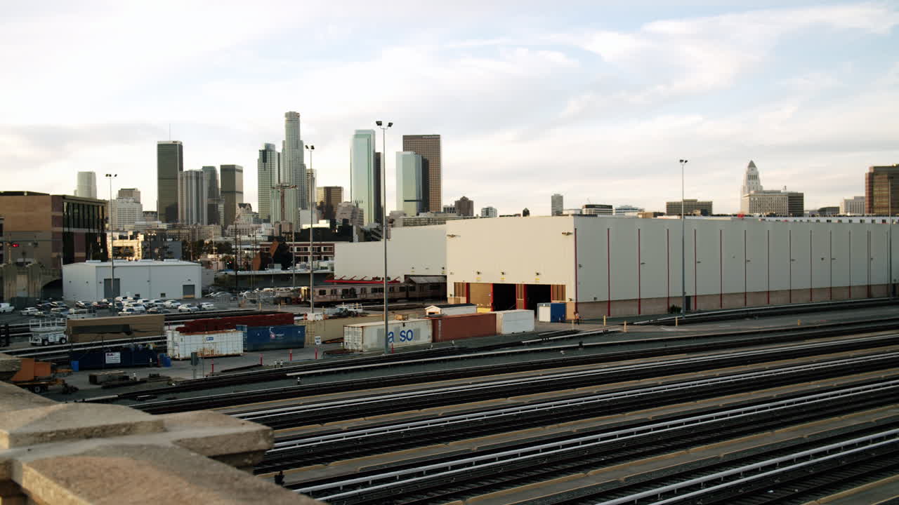 Los Angeles Downtown Skyline Overlooking a Rail Yard