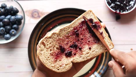 blueberry jam on whole wheat bread