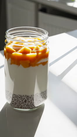 healthy mango yogurt parfait with chia seeds