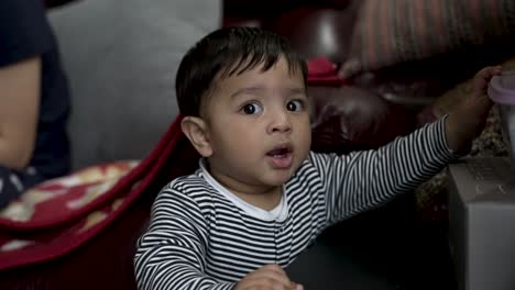 Adorable-8-Month-Old-Standing-Up-And-Cheekily-Trying-To-Grab-Item