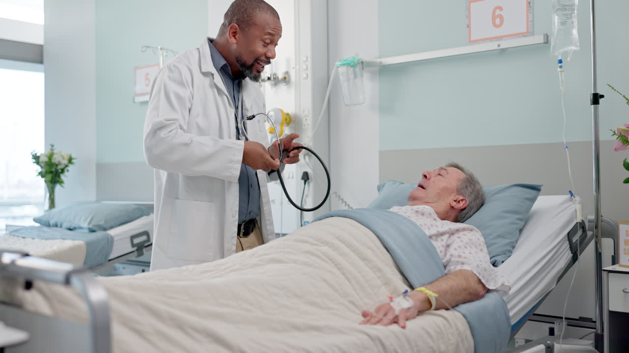 Consultation, stethoscope and doctor with patient
