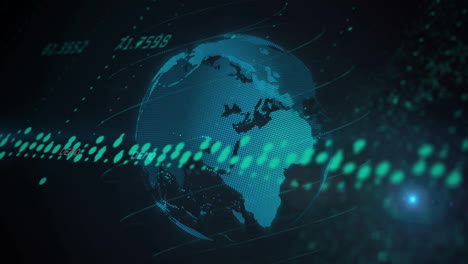 animation of network of connections over globe and data processing