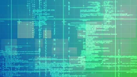 Animación-Del-Procesamiento-De-Datos-Digitales-Sobre-Pantallas-Y-Fondo-De-Cuadrícula