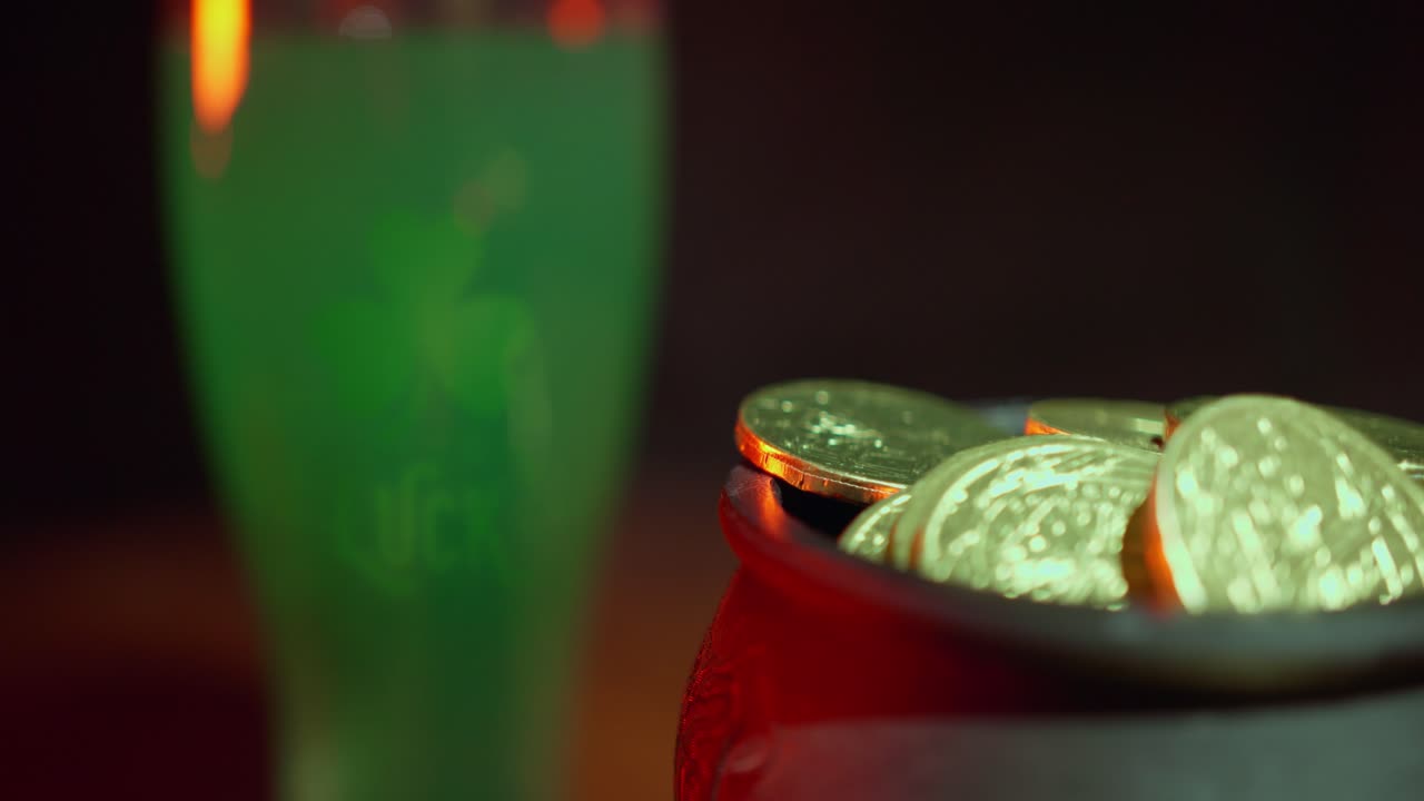 Green Beer and Pot of Gold for St. Patrick's Day Celebration