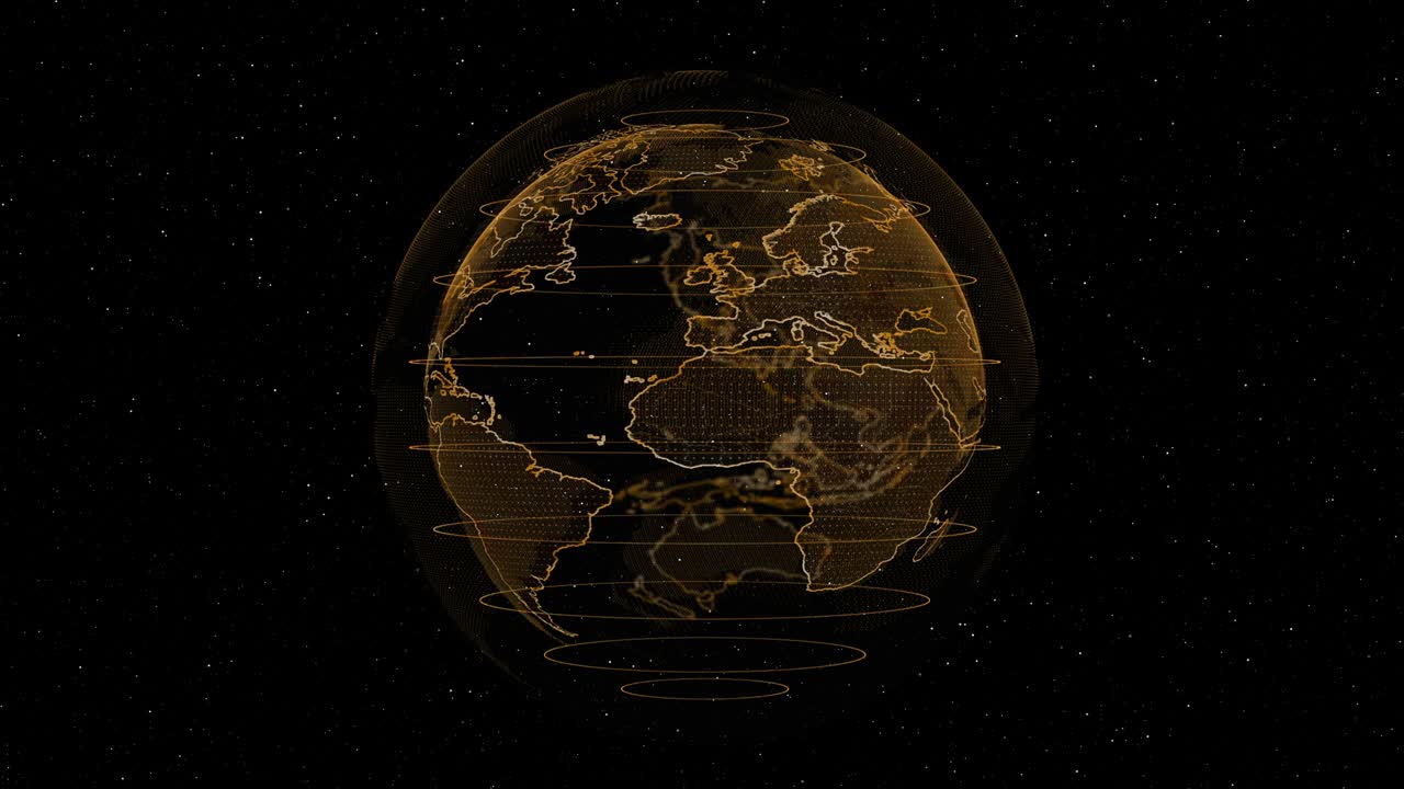 el planeta tierra en movimiento. día de la tierra. el mapa del mundo en fondo negro. video 4k