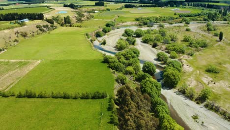 river in summer with trees and grassy banks