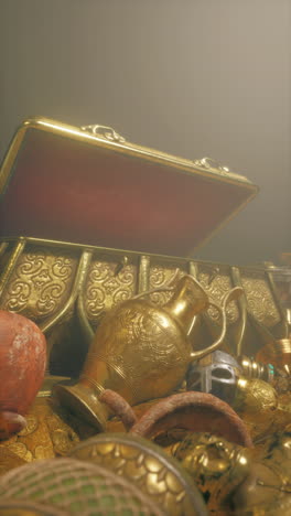 pile of gold items on table