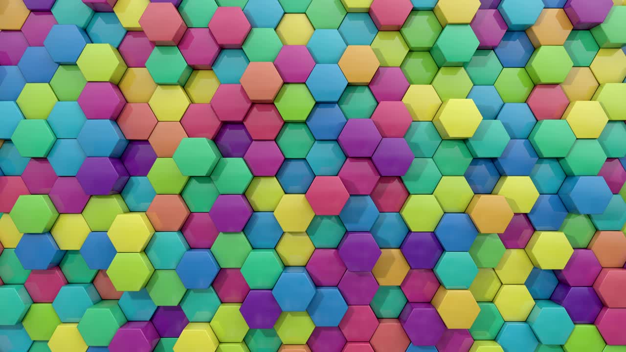 bucle de fondo de arco iris hexagonal animado en 3d