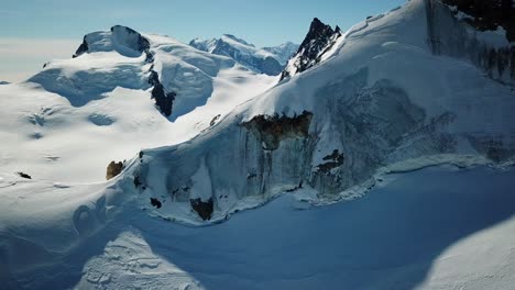 mountain summit in the swiss alps, saas fee, blue sky, breathtaking view