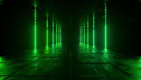 túnel verde de neón renderizado en 3d