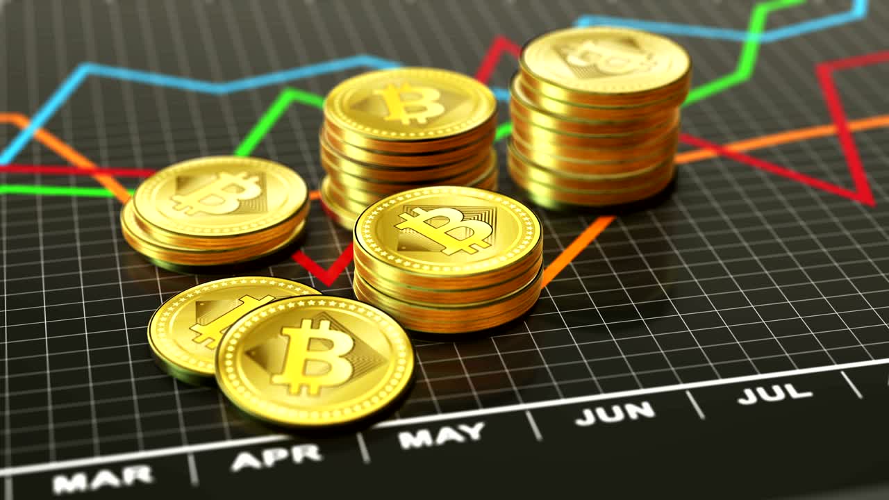 fondo animado de bitcoins brillantes