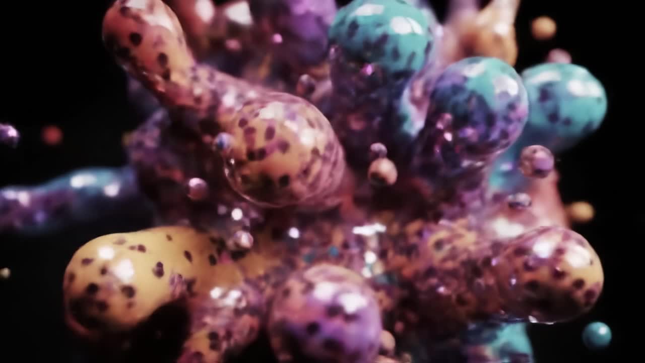 Vivid colors and intricate shapes intertwine as they swirl and change in an engaging and imaginative display. This captivating process showcases the beauty of fluid dynamics in art.