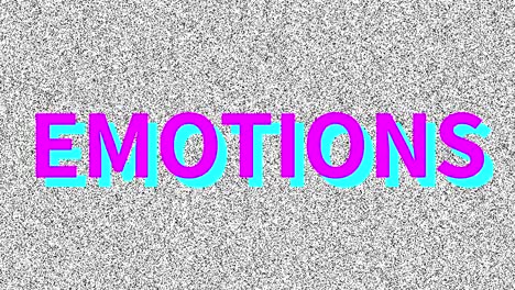 emotions. word about man problem on noisy old screen. loop vhs interference. vintage animated background. 4k video