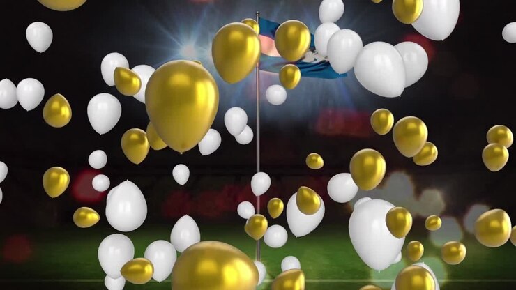 Animazione di palloncini e luci sopra la bandiera dell'Honduras