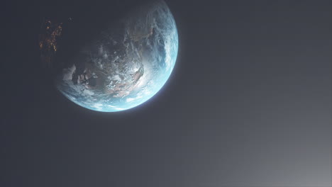 Langsame-Filmische-Aufnahme-Einer-Realistischen-Erde-Aus-Dem-Weltraum-Mit-Sonnendunst