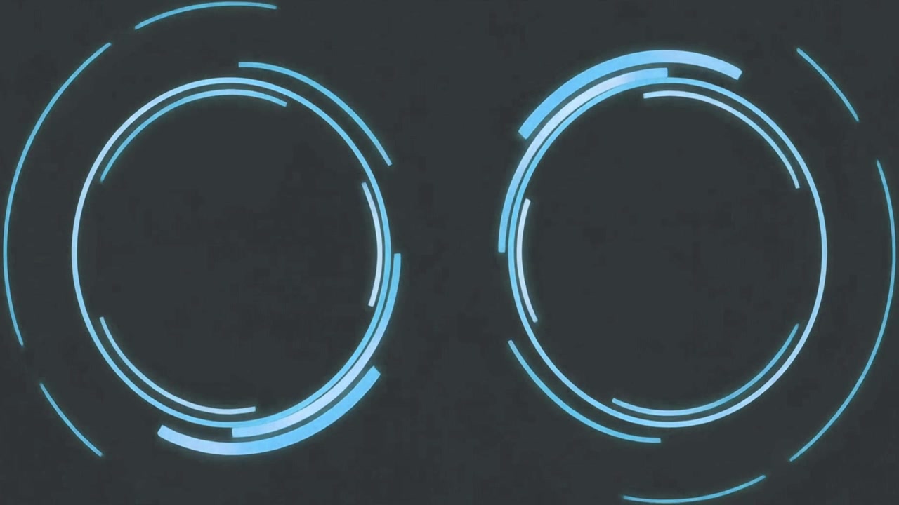 Abstract Digital Interface with Rotating Blue Circular Elements