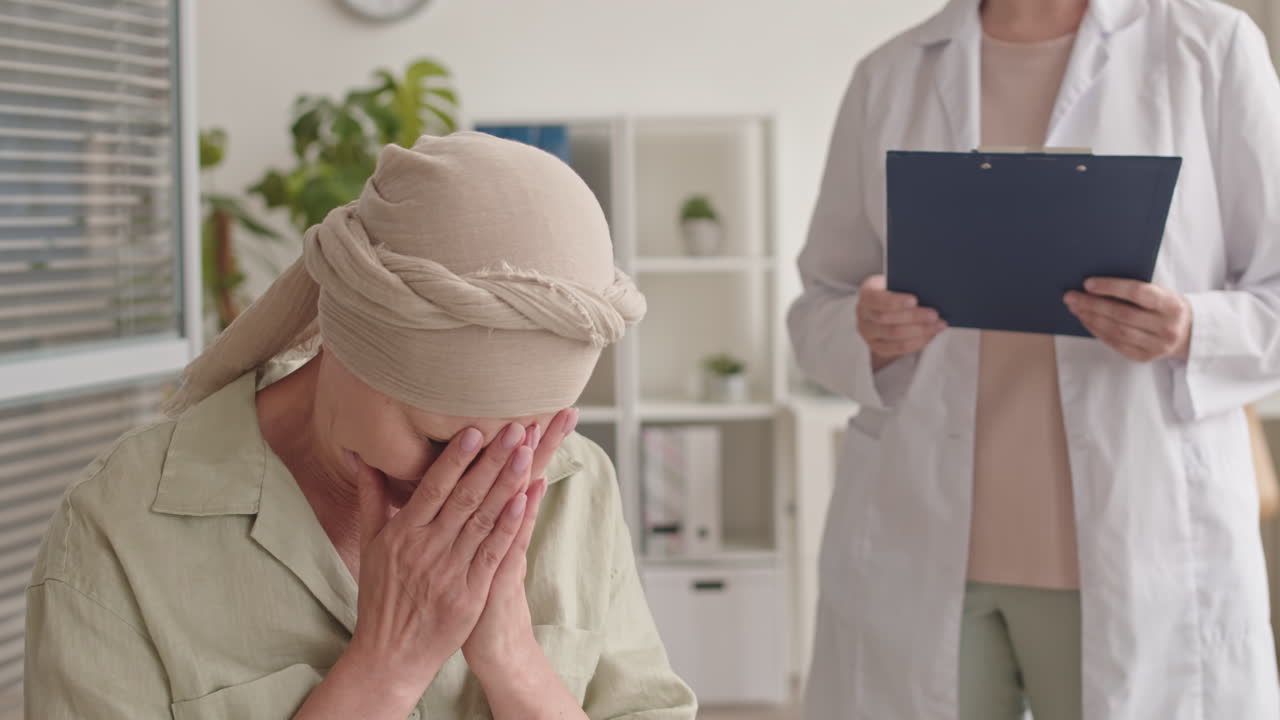 Woman with Oncology Crying at Doctor Office