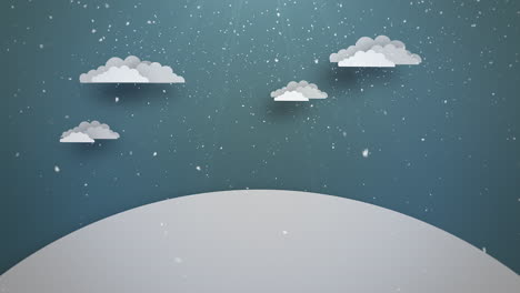 Animated-close-up-blue-sky-with-clouds-and-snowing-landscape-1