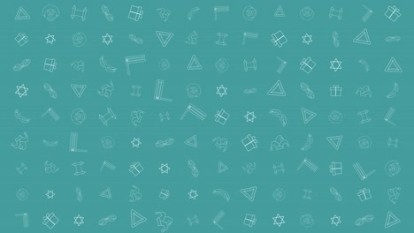purim holiday flat design animation background with traditional outline icon symbols