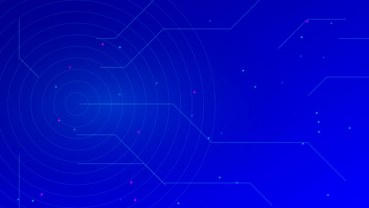Abstract Digital Technology Background with Rotating Radar Circles and Data Lines