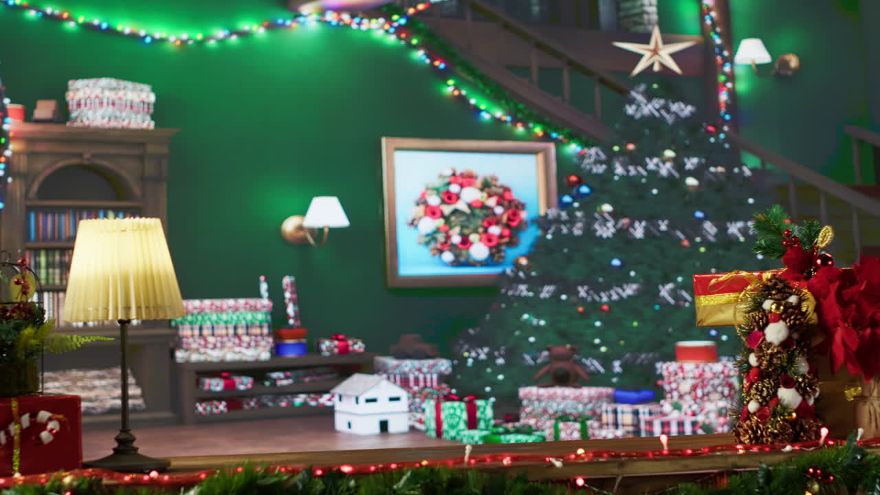 Santa Claus in a Christmas Decorated Room