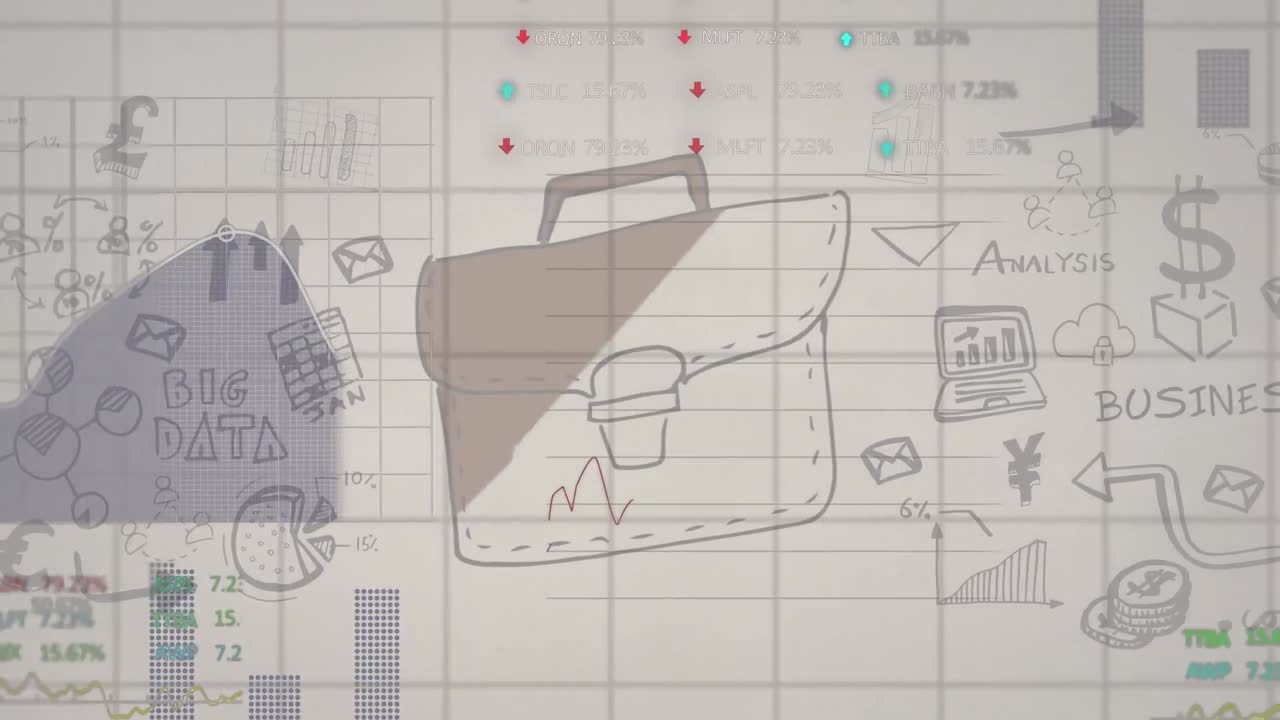 비즈니스 아이콘을 통해 데이터 처리의 애니메이션