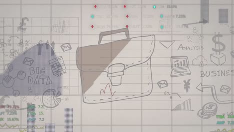 animación del procesamiento de datos sobre iconos comerciales