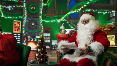 santa claus reading a letter