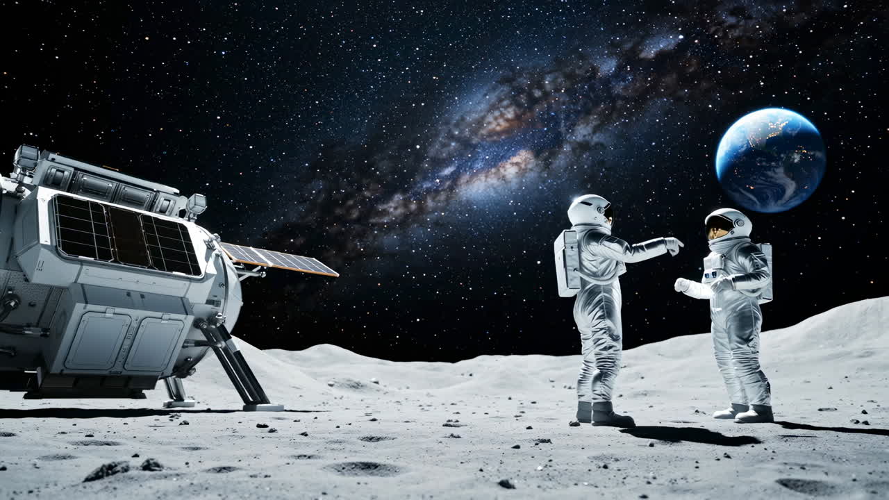 Astronauts on the Moon Exploring Space