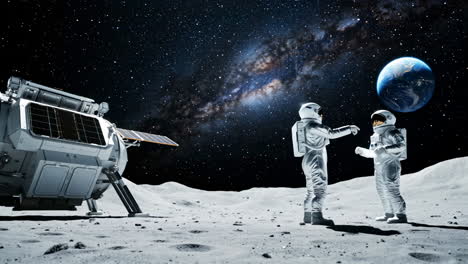 astronauts on the moon exploring space