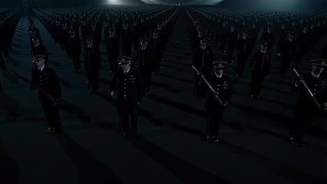 large military formation with rifles