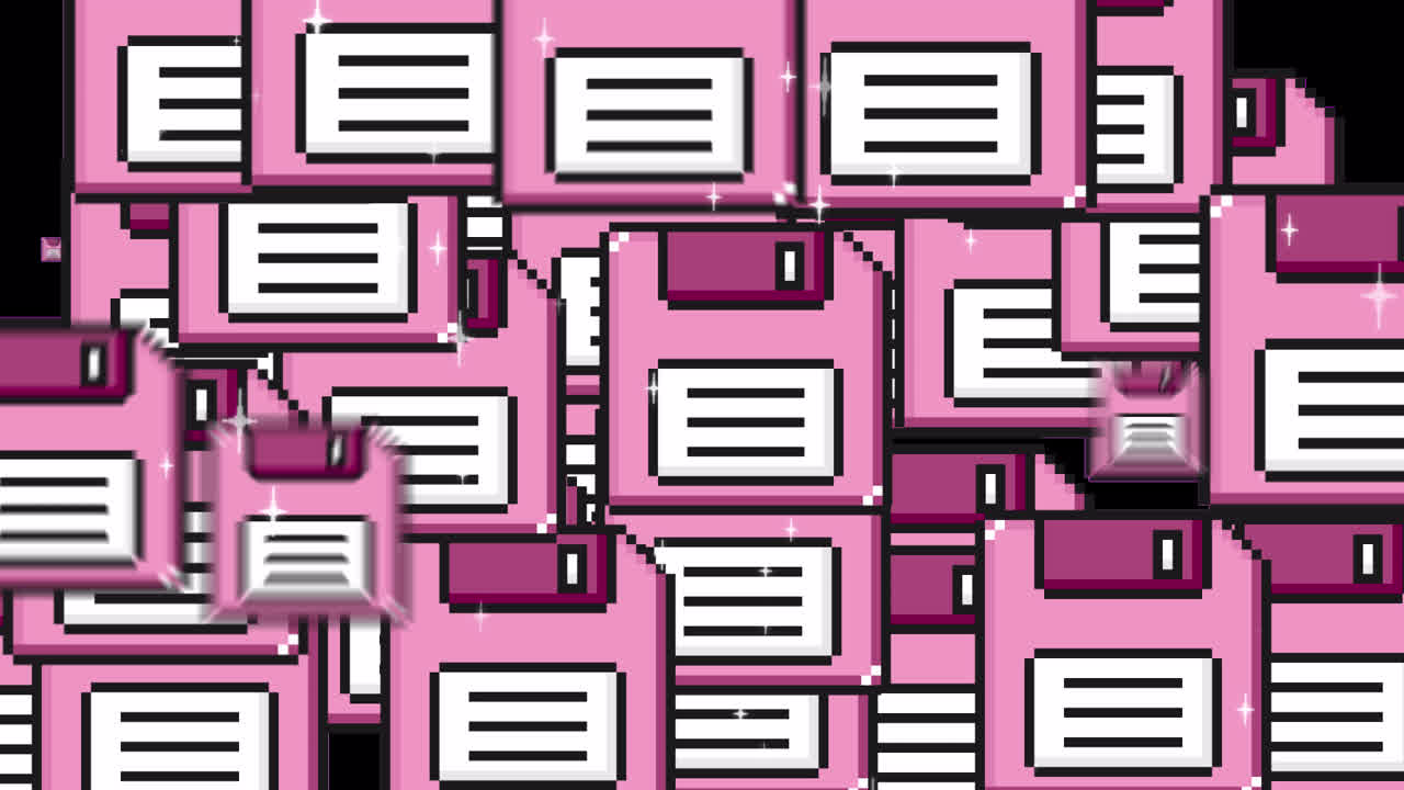 Pop up Pixe Floppy disc Transitions. 1080p - 30 fps - Alpha Channel (1).mov
