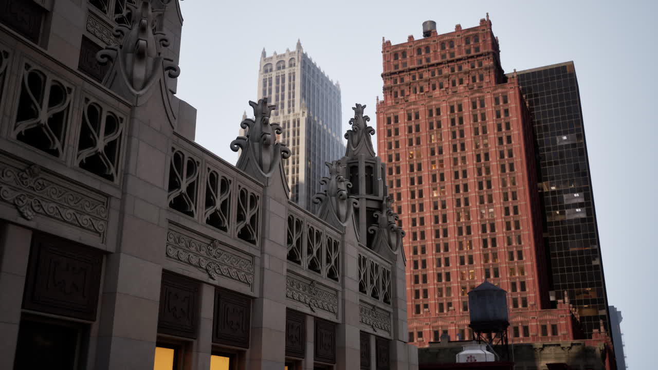calle de la ciudad de nueva york a la hora del atardecer