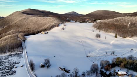 aerial-orbit-snow-scene-near-boone-nc,-north-carolina