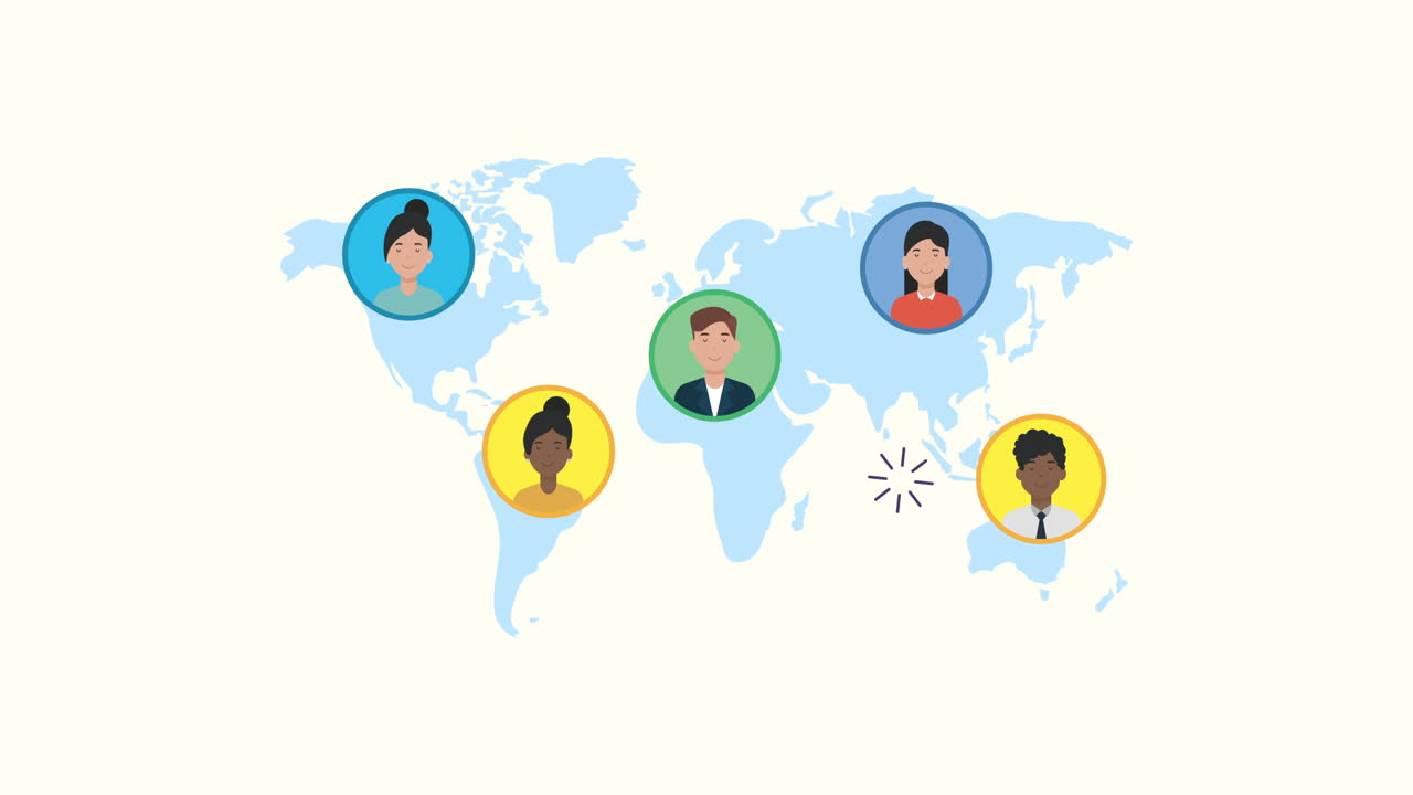 world planet with social media marketing community animation