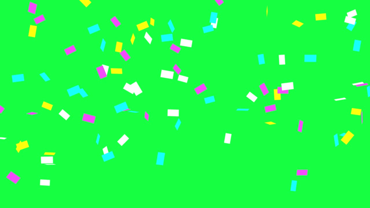 Animazione su schermo verde con coriandoli in caduta