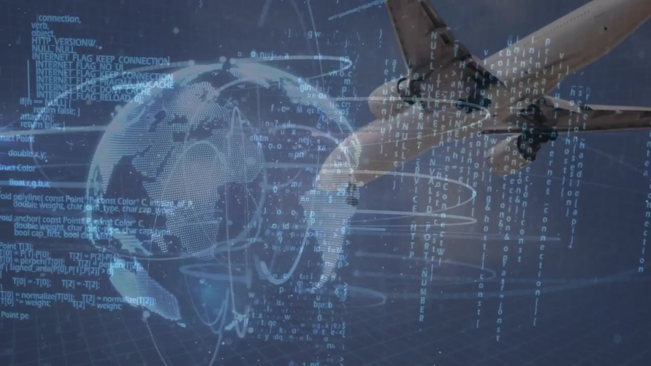 Animation of globe and data processing over plane