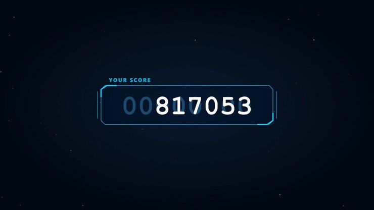 Digital Score Counter Increasing Rapidly on Dark Background