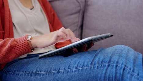 tablet closeup, woman hands