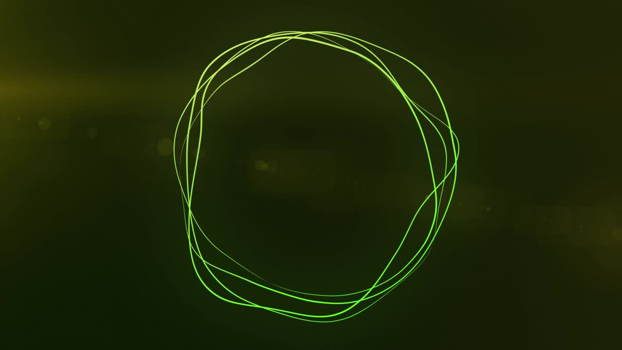 Ultra HD 4K Abstract 3D render neon circle. Green neon circles abstract futuristic hi-tech motion background. Video 3d animation. 3840x2160