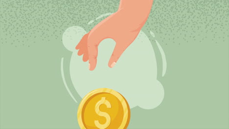 manos con monedas dinero dólares animación