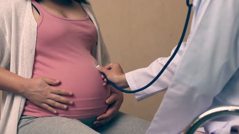 Mujer-Embarazada-Y-Médico-Ginecólogo-En-El-Hospital